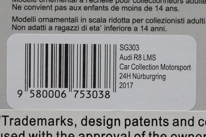 1:43 SPARK SG303 Audi R8 LMS Car Collection Motorsport Nurburgring 24h 2017 #34 model car