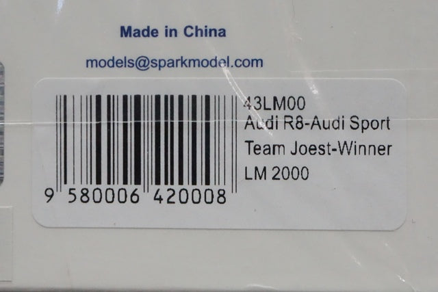 1:43 SPARK 43LM00 Audi R8 Audi Sport Team Joest Le Mans winner 2000 #8