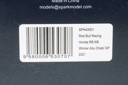 1:43 SPARK SPH43001 Red Bull Racing Honda RB16B Abu Dhabi GP Winner 2021 #33