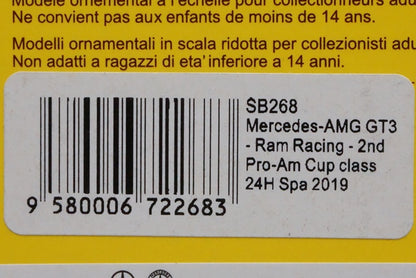 1:43 SPARK SB268 Mercedes AMG GT3 Ram Racing 2nd Pro-Am Cup class SPA 24h 2019 #74