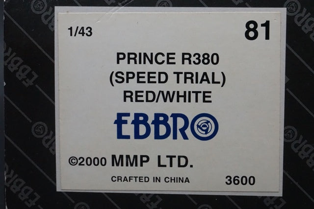 1:43 EBBRO 43081 Prince R380 Speed Trial Red/White