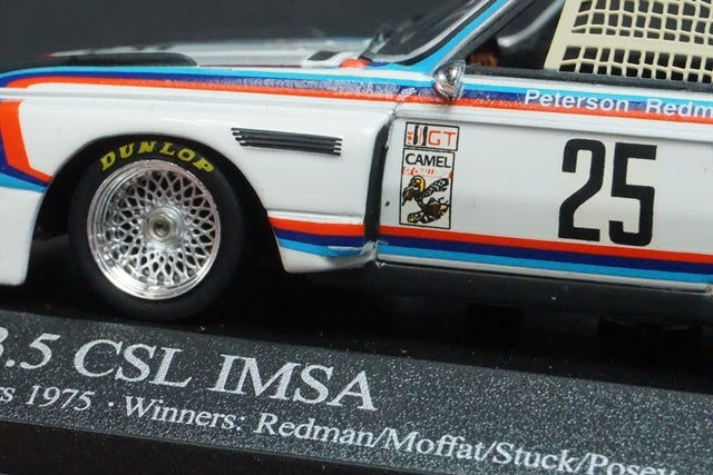 1:43 MINICHAMPS 430752925 BMW 3.5 CSL IMSA Sebring 12h Winner 1975 #25 Moffat/Stuck/Posey