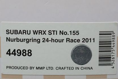 1:43 EBBRO 44988 SUBARU WRX STi Nurburgring 24h Race 2011 #155 model car