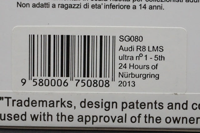 1:43 SPARK SG080 Audi R8 LMS ultra Nurburgring 24h 2013 #1 model car