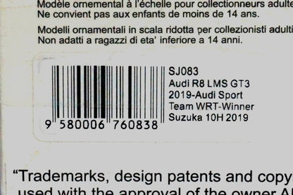 1:43 SPARK SJ083 Audi R8 LMS GT3 2019 #25 Audi Sport Team WRT SUZUKA 10h