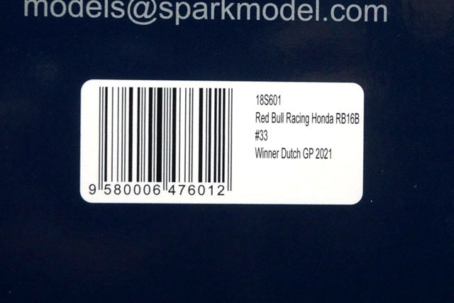 1:18 SPARK 18S601 Red Bull Racing Honda RB16B German GP 2021 Winner #33 M.Verstappen