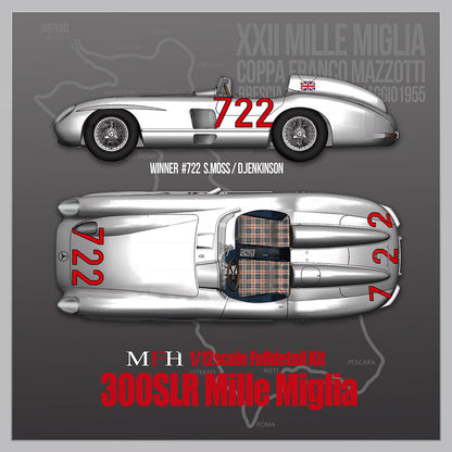 [ Back-order ] Model Factory Hiro K817 1:12 Fulldetail Kit 300SLR Mille Miglia 1955 Mille Miglia winner #722 Stirling Moss / Denis Jenkinson