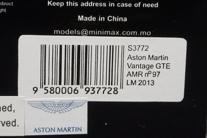 1:43 SPARK S3772 Aston Martin Vantage GTE AMR #97 LM 2013