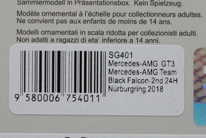 1:43 SPARK SG401 Mercedes AMG GT3 Black Falcon Nurburgring 24h 2018 #4 model car