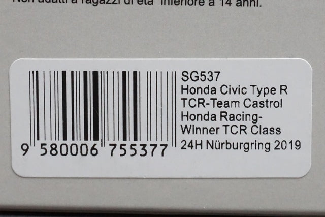 1:43 SPARK SG537 Honda Civic TypeR TCR-Team Castrol Honda Racing-Winner TCR Class 24h Nurburgring 2019 #172