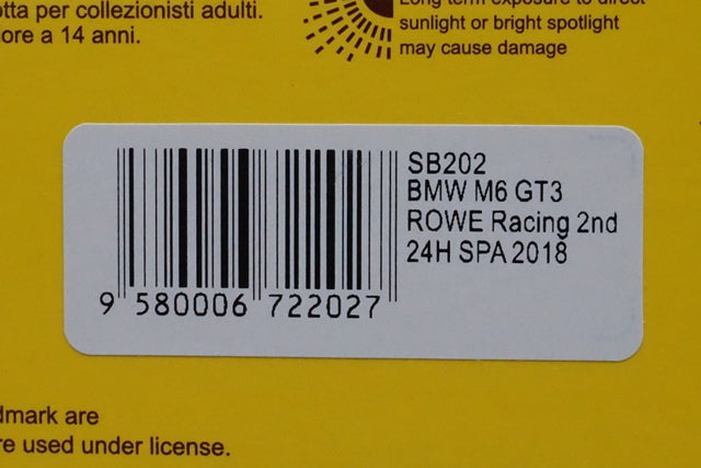 1:43 SPARK SB202 BMW M6 GT3 ROWE Racing SPA 24h 2018 #99