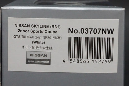 1:43 KYOSHO KS03707NW Nissan Skyline 2000 GTS NISMO R31 White Pearl