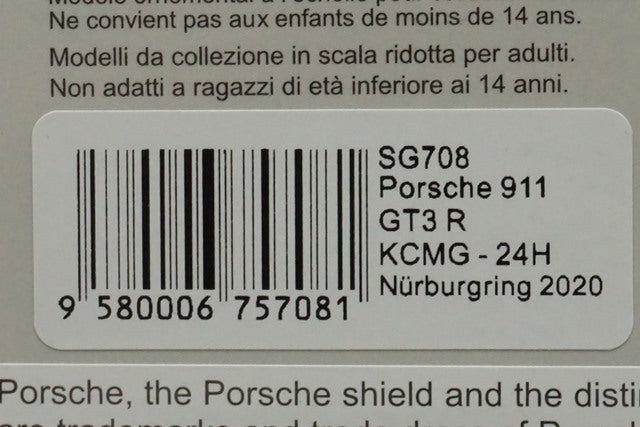 1:43 SPARK SG708 Porsche 911 GT3R KCMG Nurburgring 24h 2020 #19