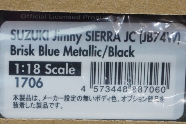 1:18 ignition model IG1706 SUZUKI Jimny SIERRA JC (JB74W) Brisk Blue Metallic/Black Lift Up