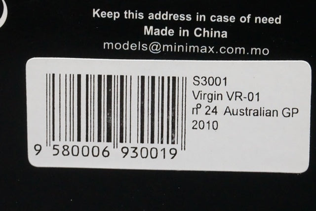 1:43 SPARK S3001 Virgin VR-01 Australian GP 2010 #24 T.Glock