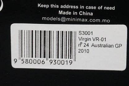 1:43 SPARK S3001 Virgin VR-01 Australian GP 2010 #24 T.Glock