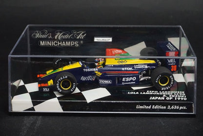 1:43 MINICHAMPS 400900030 Espo Larousse Lola Lamborghini LC90 Japanese GP 1990 #30 Aguri Suzuki