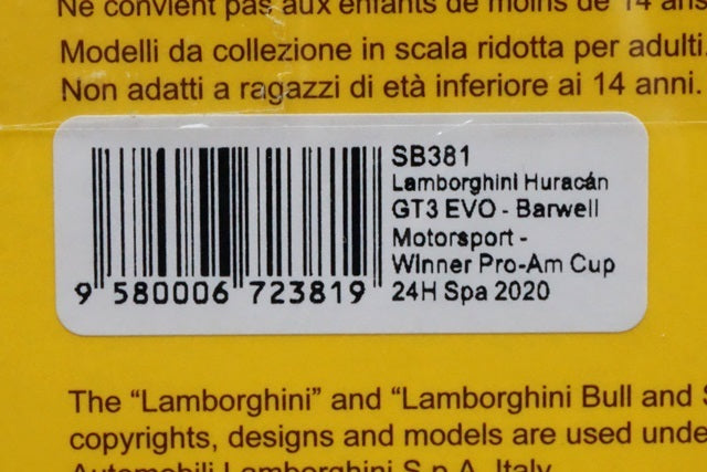 1:43 SPARK SB381 Lamborghini Huracan GT3 EVO Barwell Motorsport Winner 2020 #77