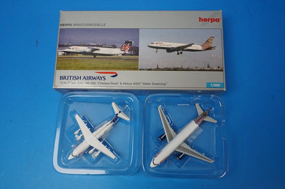 1:500 BAe146-300 A320-211 British Airways Chelsea Rose & Water Dreaming G-BZAV G-BUSJ 507196 Herpa