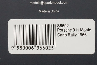 1:43 SPARK S6602 Porsche 911 Monte Carlo Rally 1966 #131 model car