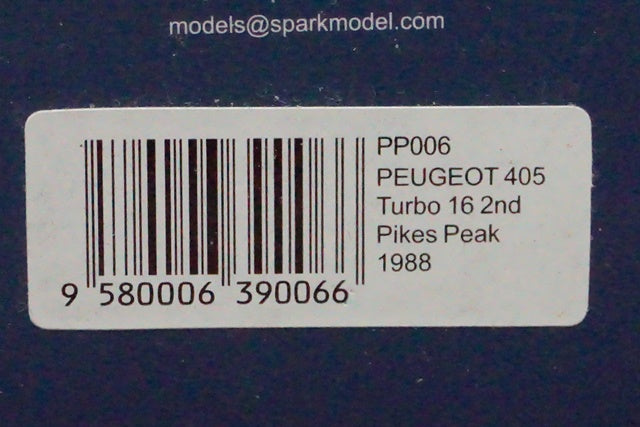 1:43 SPARK PP006 Peugeot 405 Turbo 16 Pikes Peak 1988 2nd #3