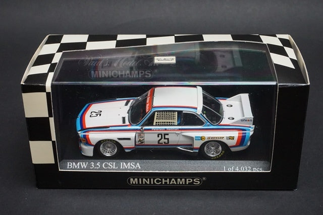 1:43 MINICHAMPS 430752925 BMW 3.5 CSL IMSA Sebring 12h Winner 1975 #25 Moffat/Stuck/Posey