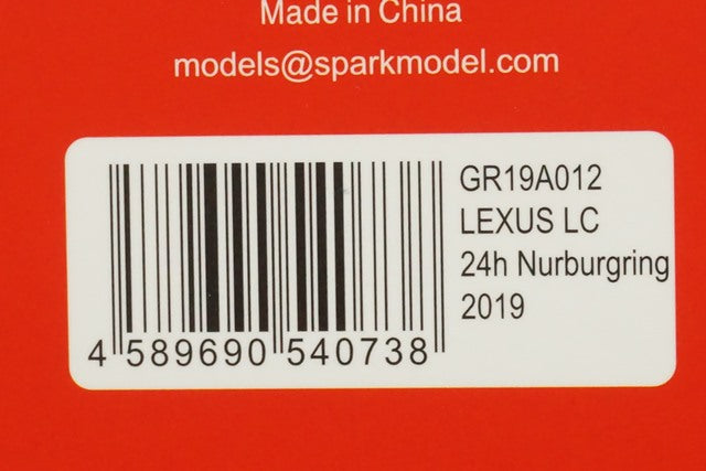 1:43 SPARK GR19A012 GAZOO Racing Custom Lexus LC Nurburgring 24h 2019 #56