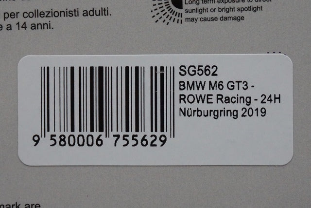 1:43 SPARK SG562 BMW M6 GT3 ROWE Racing Nurburgring 24h 2019 #98 model car