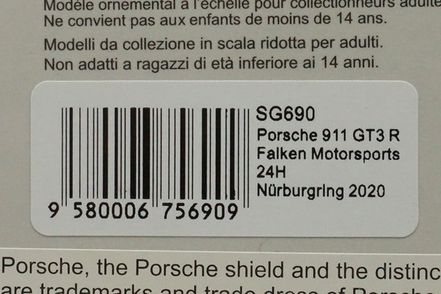 1:43 SPARK SG690 Porsche 911 GT3R Falken Motorsports Nurburgring 24h 2020 #33