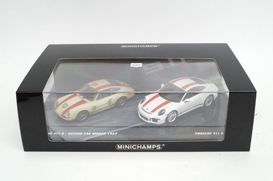 412066220 MINICHAMPS 1:43 Porsche 911R 2016 White + Porsche 911 R 1967 2cars set