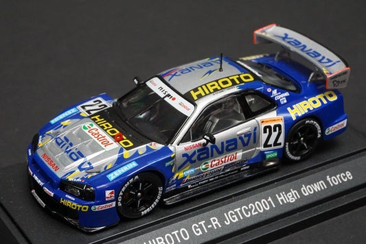 1:43 EBBRO 43290 XANAVI Hiroto GT-R R34 JGTC 2001 #22 HIGH DOWN FORCE Silver