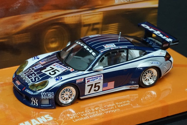 1:43 MINICHAMPS 403026975 Porsche GT3 RS Orbit Racing Le Mans 2002 #75 model car