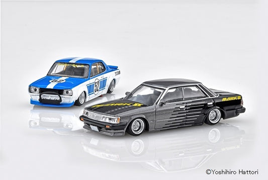 AOSHIMA 1:64 Grachan 12th KENBOX BoostGear Custom LB Hakosuka 71 Mark 2 2car set