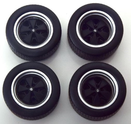 KKDCACC003 KK Scale  1:18 Tire Set Spoke Rims Black