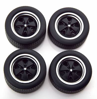 KKDCACC011 KK Scale 1:18 Opel Kadett 1965-1973 Tire Set with Rims Black/Silver