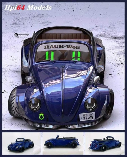 HPI64 1:64 VW Volkswagen Beetle RWB Cabriolet Blue model car