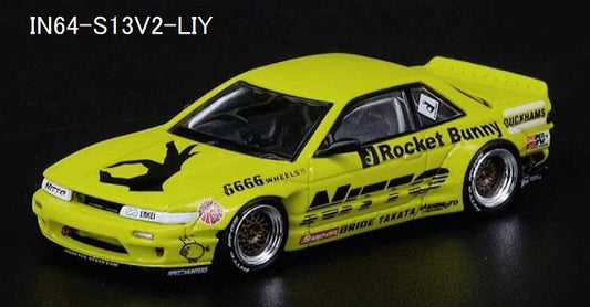 IN64-S13V2-LIY INNO MODELS 1:64 Nissan Silvia S13 ROCKET BUNNY V2 Light Yellow