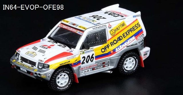 IN64-EVOP-OFE98 INNO MODELS 1:64 Mitsubishi Pagero Evo #206 Paris Dakar 1998 Win