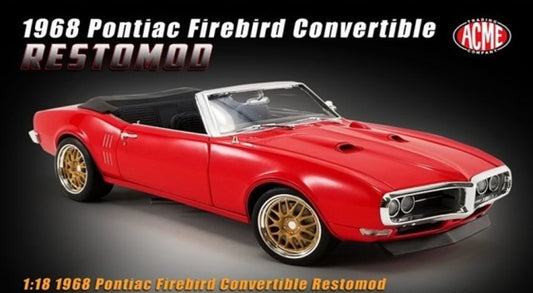 A1805214 ACME 1:18 1968 Pontiac Firebird Convertible Restomod  Candy Red