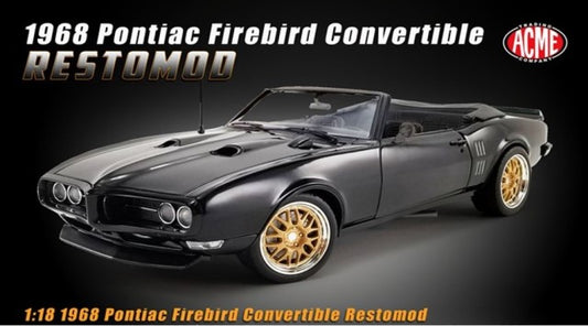 A1805215 ACME 1:18 1968 Pontiac Firebird Convertible Restomod-Midnight Black