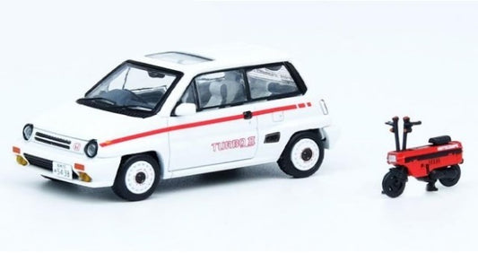 IN64-CITYII-WHIMV INNO MODELS 1:64 Honda City Turbo 2 White (Mod Version) w/Moto Compo Red