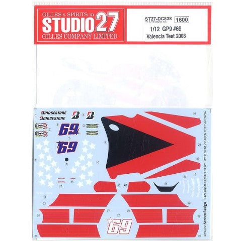 DC838 Studio27 1:12 Ducati GP9 #69 Test 2008 decal