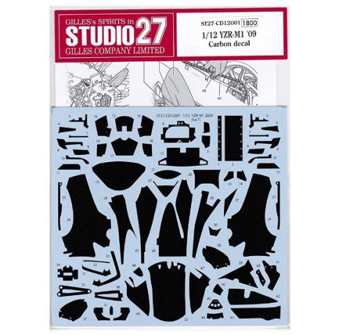 CD12001 Studio27 1:12 YZR-M1 09 Carbon decal