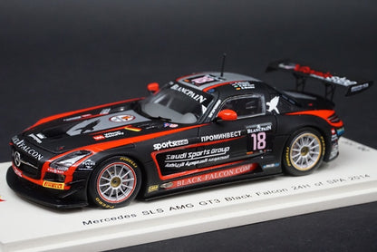 1:43 SPARK SB085 Mercedes SLS AMG GT3 Black Falcon 24h SPA 2014 #18 model car