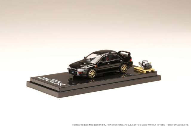 HJ642013BBK Hobby JAPAN 1:64 Subaru Impreza WRX (GC8) 1992 custom version / with Engine Display Model Black Mica