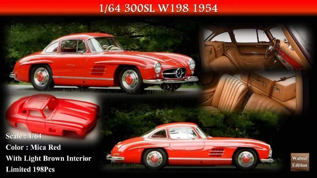 MY64 1:64 Mercedes Benz Classic Benz 300SL W198 1954 Mica Red/Light Brown interior