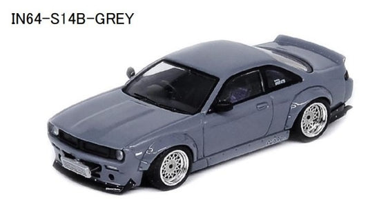 IN64-S14B-GREY INNO MODELS 1:64 Nissan Silvia S14 ROCKET BUNNY BOSS AERO Gray