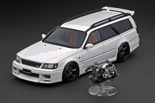 IG2889 ignition model 1:18 Nissan STAGEA 260RS (WGNC34) White With Engine