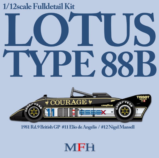 K822 Model Factory HIRO 1:12 Lotus Type88B 1981 British GP #11 Elio de Angelis / #12 N.Mansell Fulldetail Kit