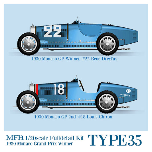 K760 Model Factory HIRO 1:20 Bugatti Type35 1930 Monaco GP Winner #22 / #18 Fulldetail Kit